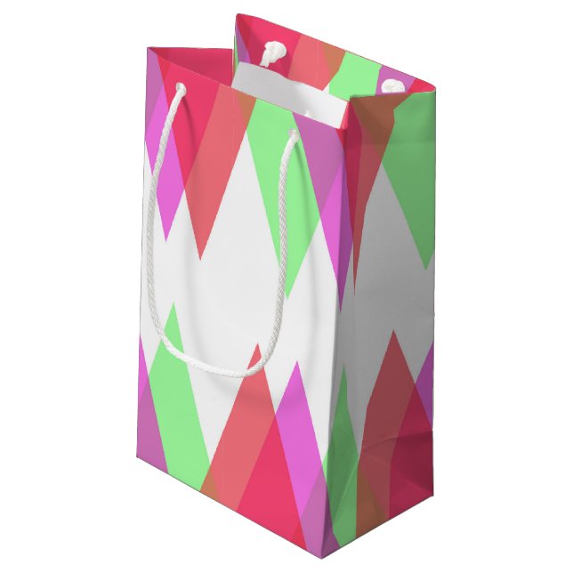 Red and green triangles small gift bag (Back Angled)