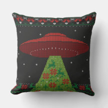 Red and Green UFO Tractor Beam Ugly Christmas
