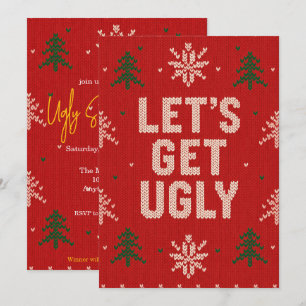 Red and Green Ugly Sweater Party Christmas Invitation