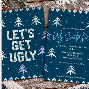 Red and Green Ugly Sweater Party Christmas Invitation
