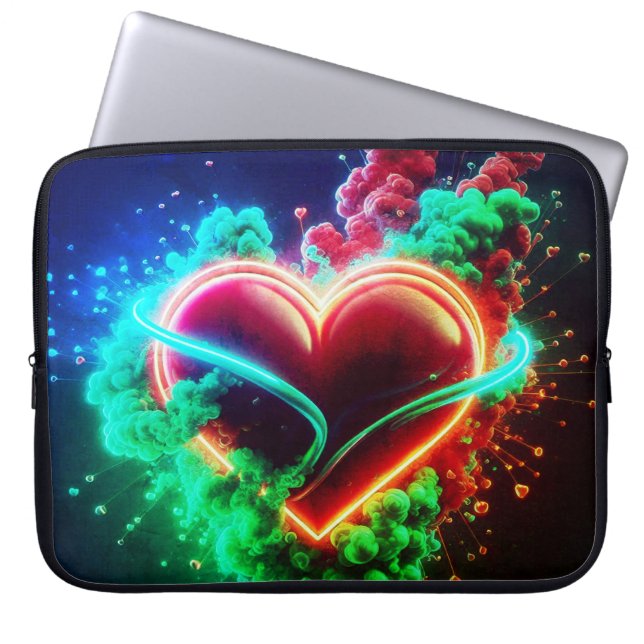 Red and Green Valentine Heart on Electronics Bag (Front)