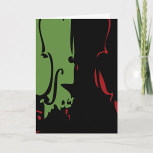Red and Green Violin Holiday Card