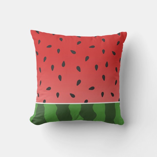 Red and Green Watermelon Throw Pillow (Front)