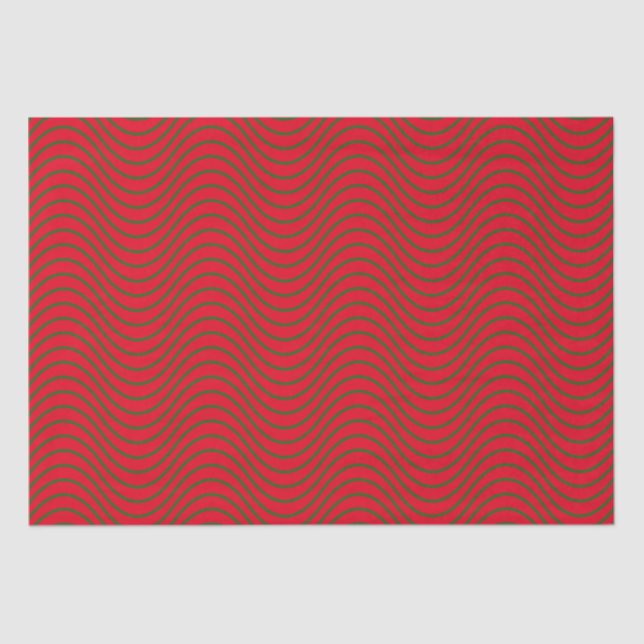 Red And Green Wave Pattern Tissue Paper (Front)