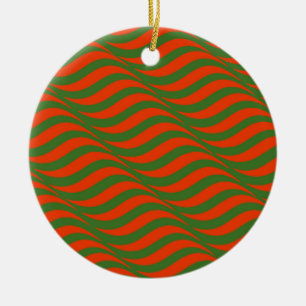 Red and Green Waves Ceramic Tree Decoration