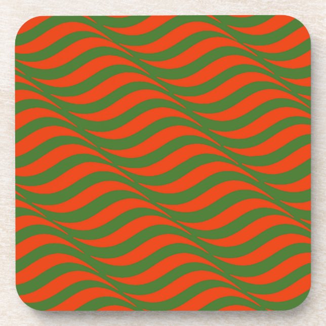 Red and Green Waves Coaster (Front)