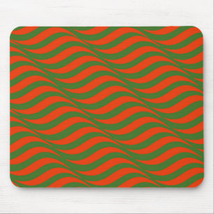 Red and Green Waves Mouse Mat
