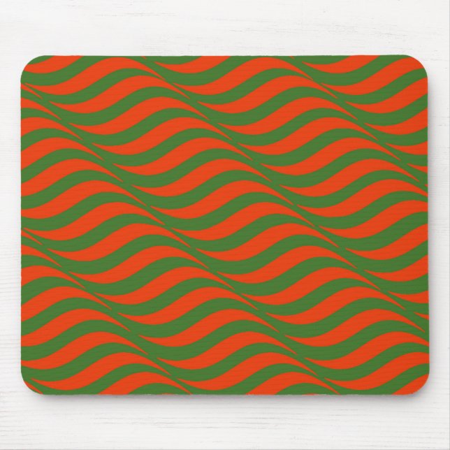 Red and Green Waves Mouse Mat (Front)