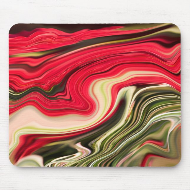 Red and Green Waves Mouse Mat (Front)