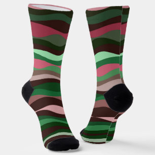 Red and Green Waves Socks