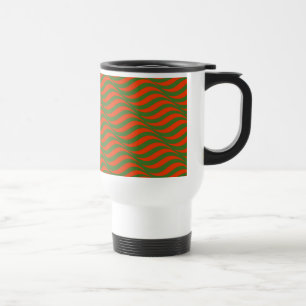 Red and Green Waves Travel Mug