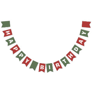 Red and Green Winter Christmas Happy Birthday Bunting