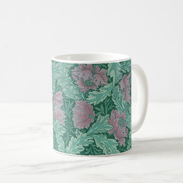 Red and Green Wreath Pattern (by William Morris) Coffee Mug (Front Right)