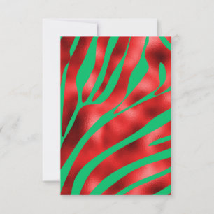 Red and Green Zebra Blank Greeting Card