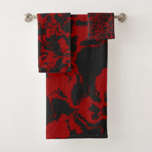 Red and Grey Bath Towel Set