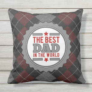 Red and Grey Best Dad in the World Cushion