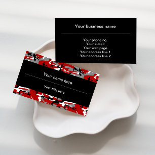 Red and Grey Camo, Camouflage, Military, Army Business Card