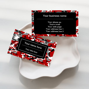 Red and Grey Camo, Camouflage, Military, Army Business Card
