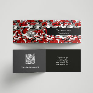 Red and Grey Camo, Camouflage, Military, Army Business Card