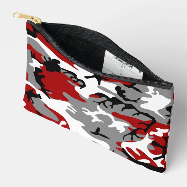 Red and Grey Camouflage, Military, Army Accessory Pouch (Open)