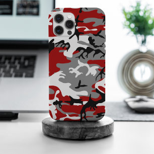 Red and Grey Camouflage, Military, Army iPhone 15 Pro Max Case