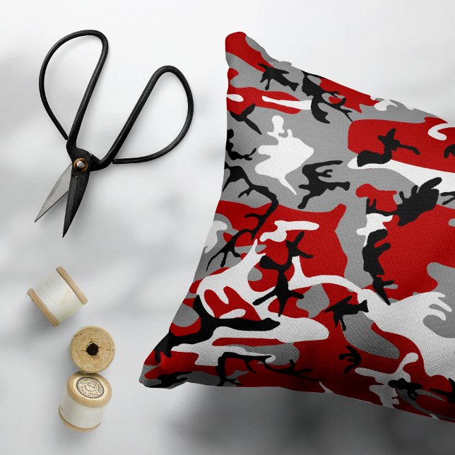 Red and Grey Camouflage, Military, Army Decorative Cushion (Creator Uploaded)