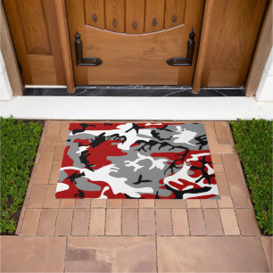 Red and Grey Camouflage, Military, Army Doormat