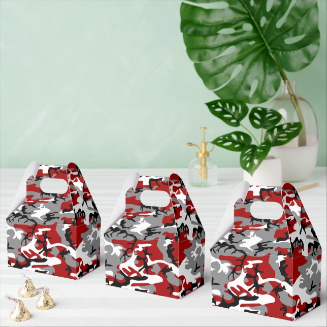 Red and Grey Camouflage, Military, Army Favour Box (Multiple)