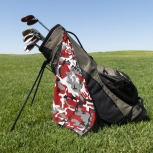 Red and Grey Camouflage, Military, Army Golf Towel