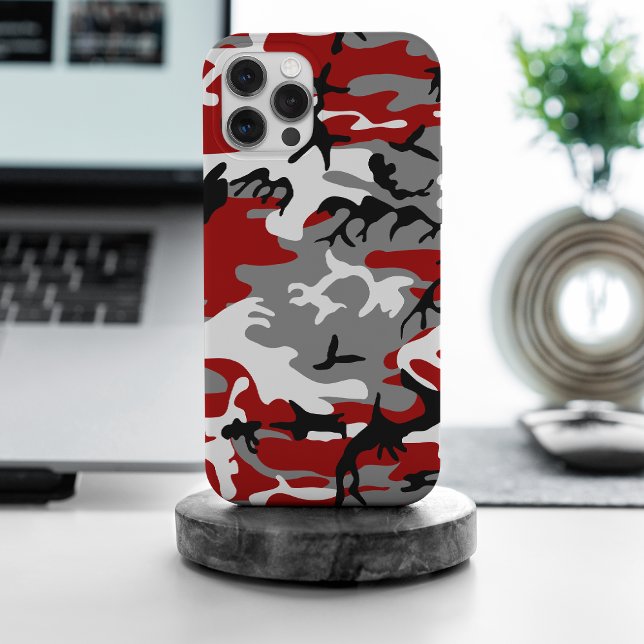 Red and Grey Camouflage, Military, Army iPhone Case (Creator Uploaded)