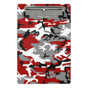 Red and Grey Camouflage, Military, Army Mini Clipboard