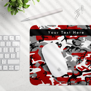 Red and Grey Camouflage, Military, Army Mouse Mat
