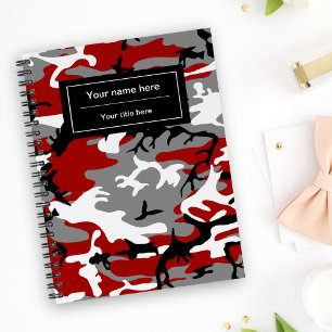 Red and Grey Camouflage, Military, Army Notebook