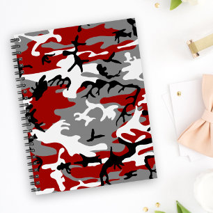 Red and Grey Camouflage, Military, Army Notebook