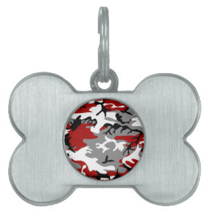 Red and Grey Camouflage, Military, Army Pet ID Tag
