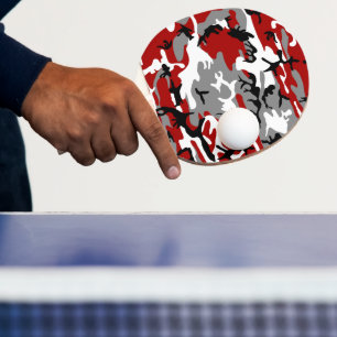 Red and Grey Camouflage, Military, Army Ping Pong Paddle