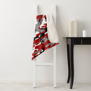 Red and Grey Camouflage, Military, Army Sherpa Blanket