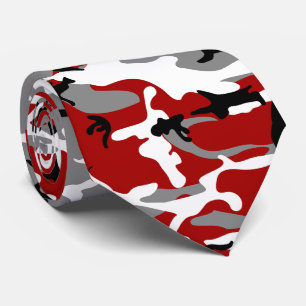 Red and Grey Camouflage, Military, Army Tie