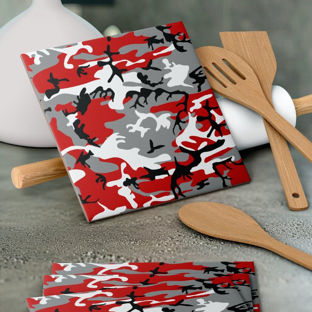 Red and Grey Camouflage, Military, Army Tile (Creator Uploaded)