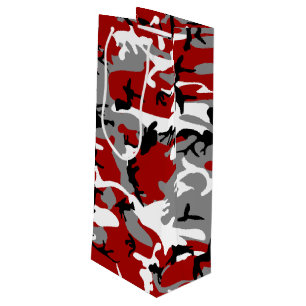 Red and Grey Camouflage, Military, Army Wine Gift Bag