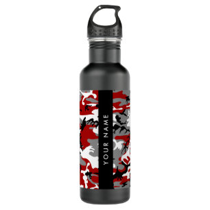 Red and Grey Camouflage Your name Personalise 710 Ml Water Bottle