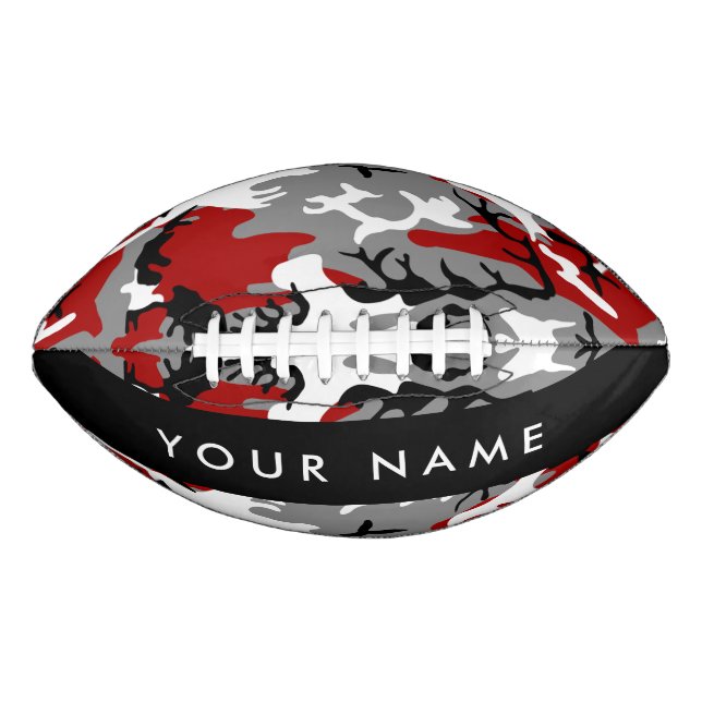 Red and Grey Camouflage Your name Personalise American Football (Front)
