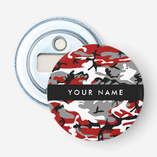 Red and Grey Camouflage Your name Personalise Bottle Opener