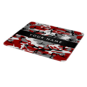 Red and Grey Camouflage Your name Personalise Cutting Board