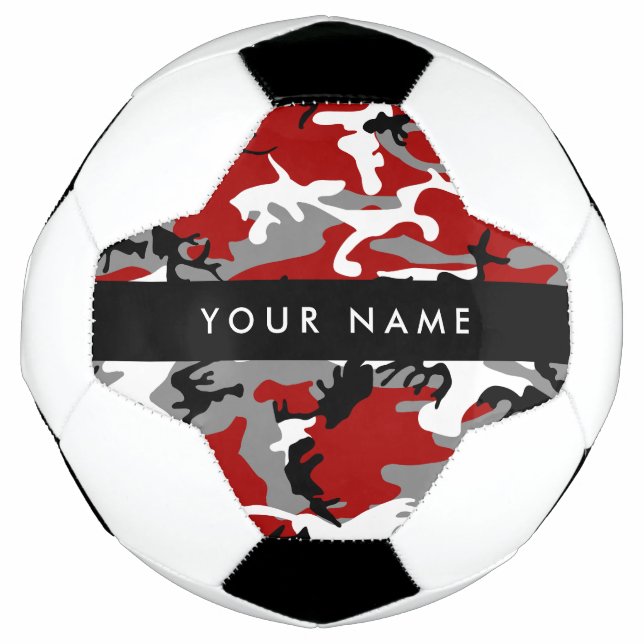 Red and Grey Camouflage Your name Personalise Football (Front)