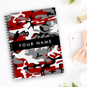 Red and Grey Camouflage Your name Personalise Planner