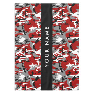 Red and Grey Camouflage Your name Personalise Tablecloth