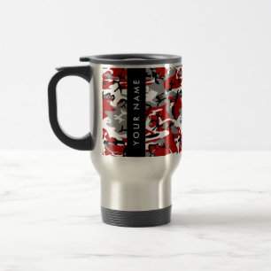 Red and Grey Camouflage Your name Personalise Travel Mug