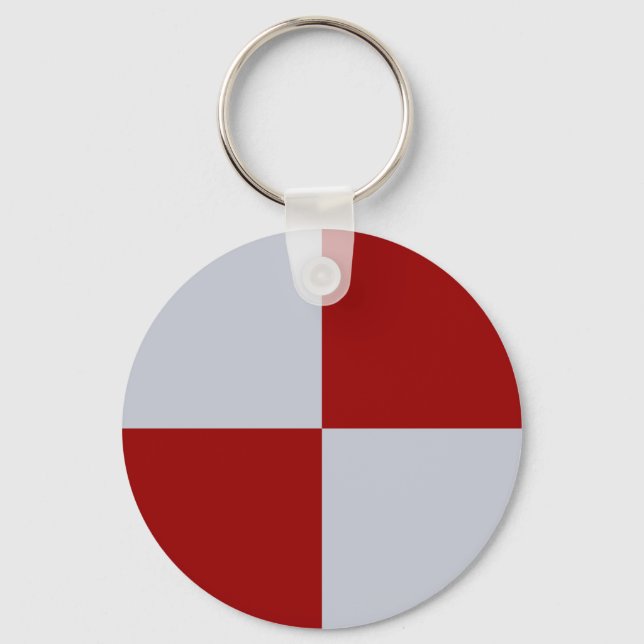 Red and Grey Chequered Rectangles Keychain (Front)