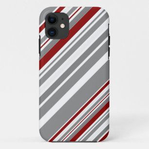 Red and grey diagonal stripes seamless graphic iPhone 11 case